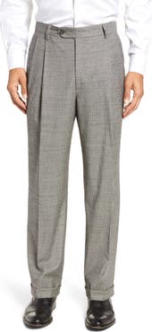 Berle Touch Finish Pleated Houndstooth Classic Fit Stretch Wool Dress Pants