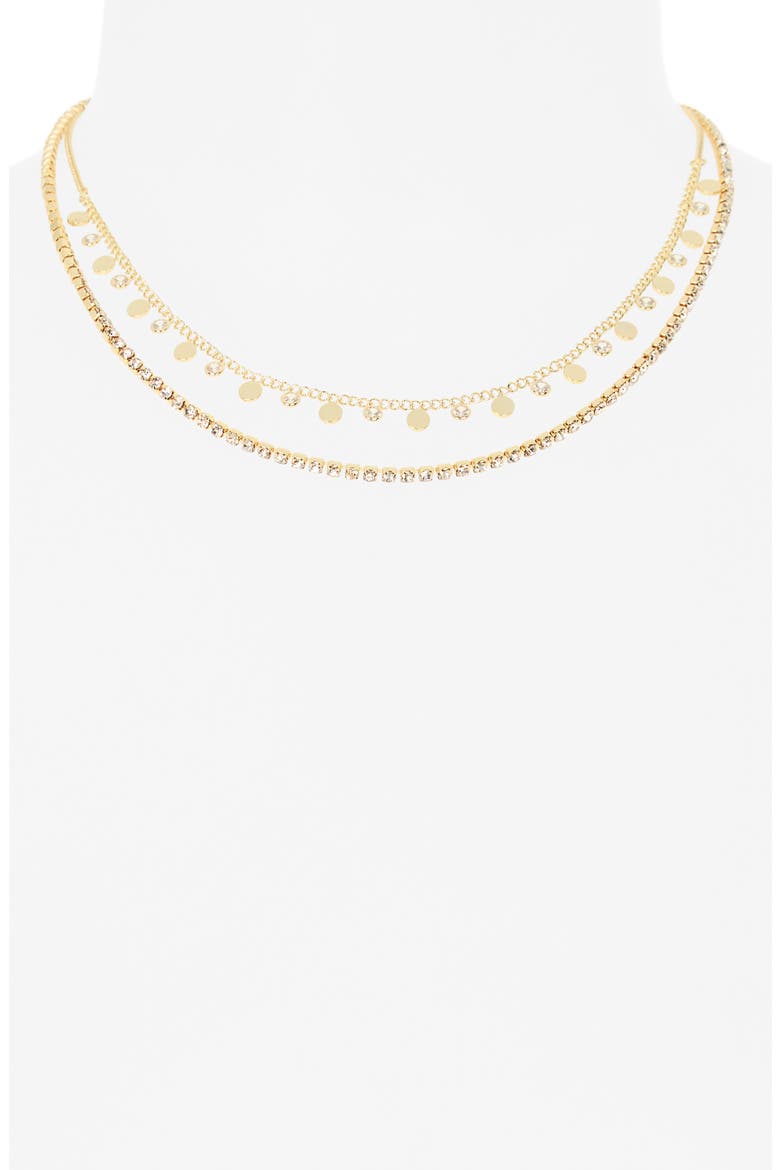 Set of 2 Cubic Zirconia Charm & Tennis Necklaces, Alternate, color, CLEAR- GOLD