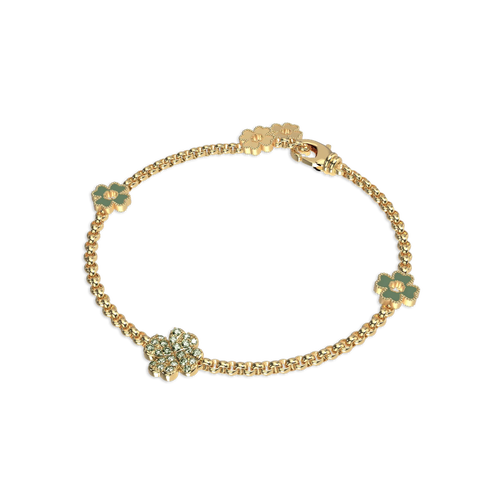 Pascal Lucky Clover 5 Motifs Bracelet, Green Diamond Pavé