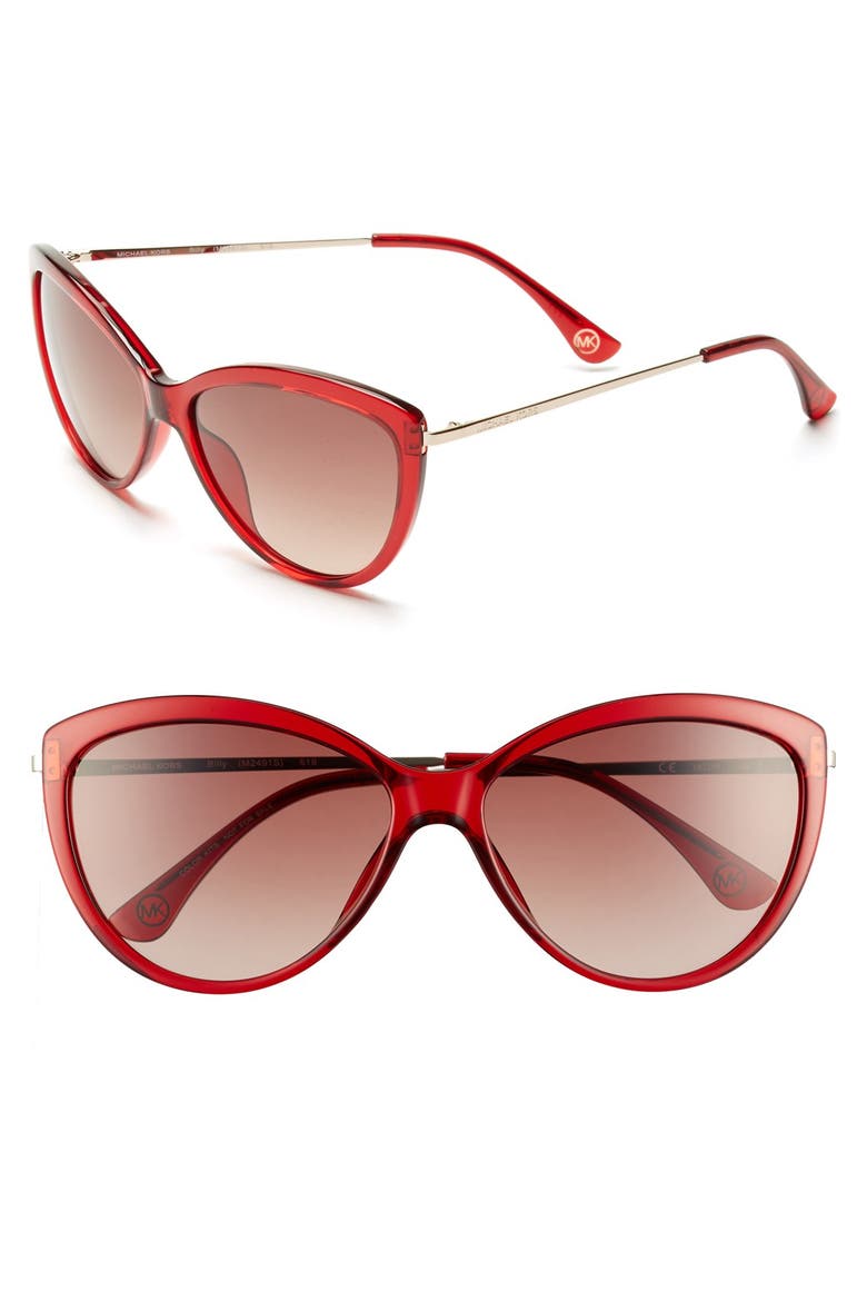 58mm Cat Eye Sunglasses, Main, color, CRYSTAL BURGUNDY