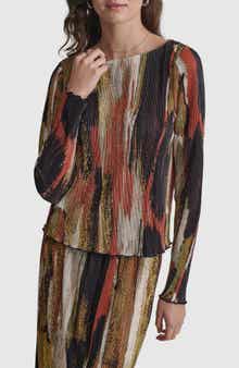 DKNY Print Plissé Top