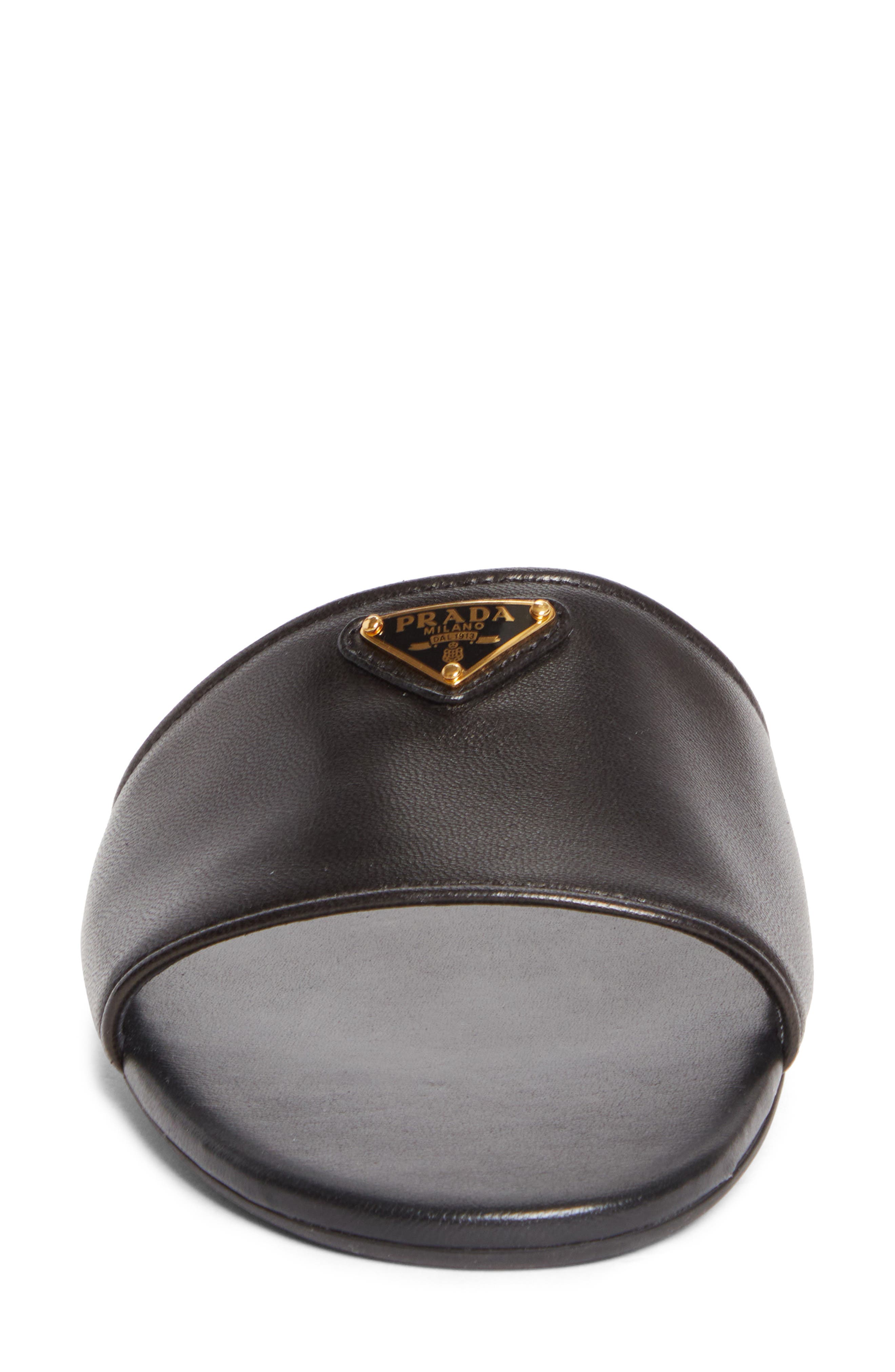 Prada Logo Slide Sandal, Alternate, color, Black