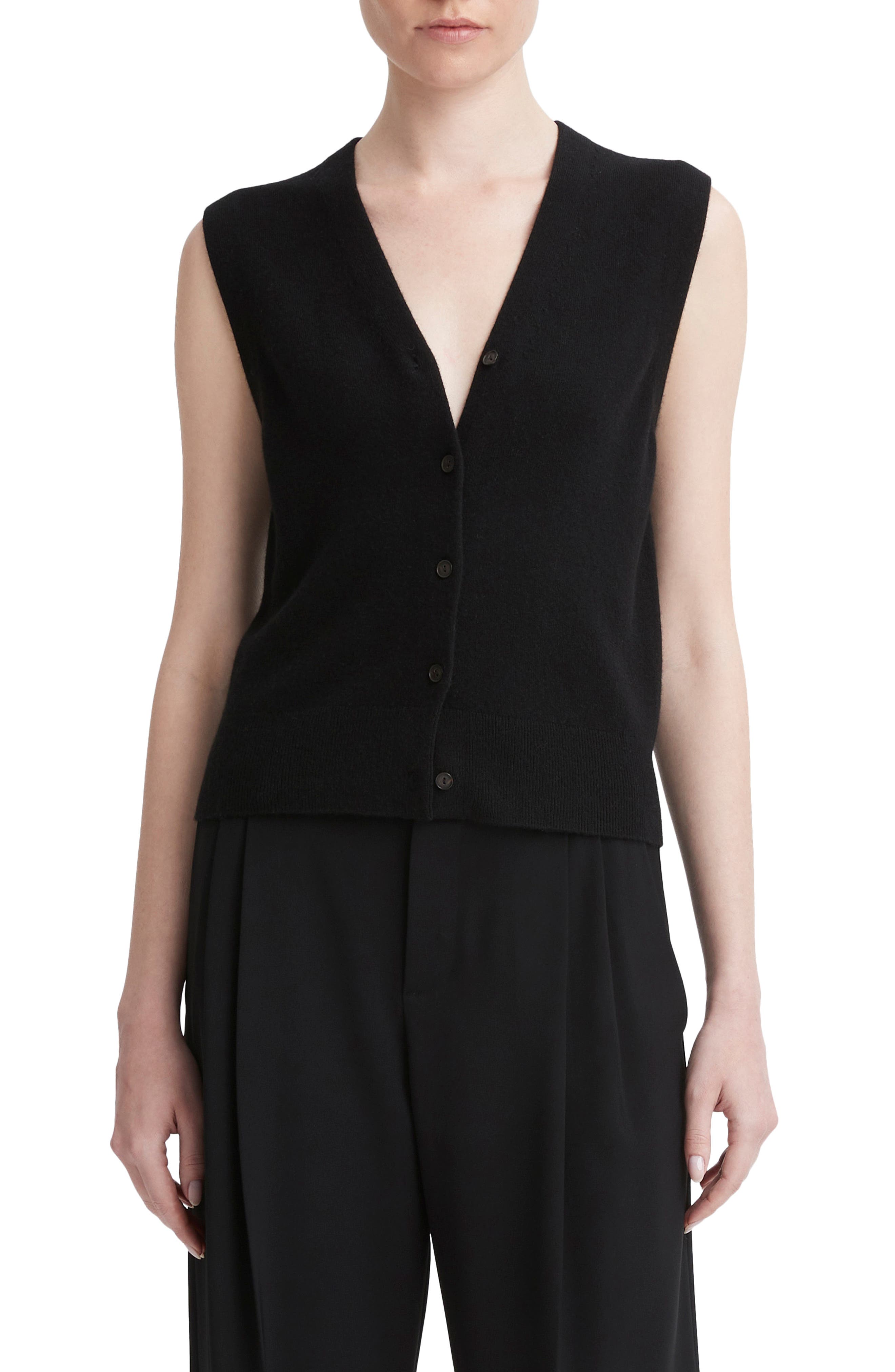Vince Shrunken Button Wool & Cashmere Blend Vest