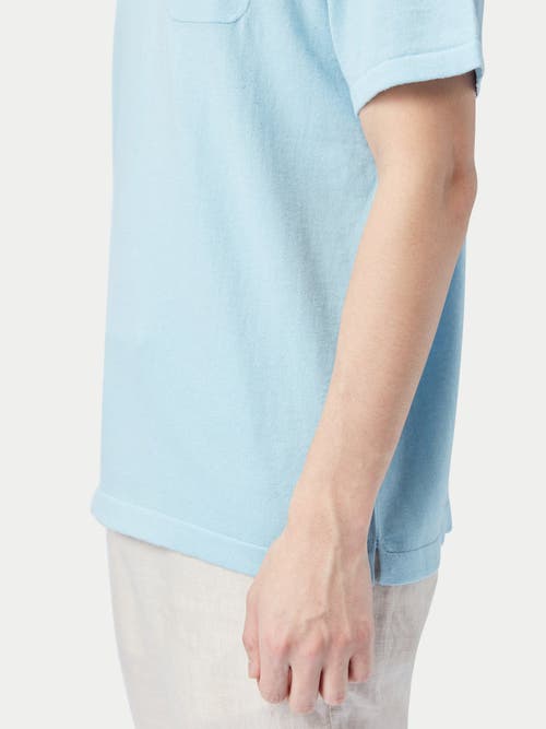Gobi Mongolian Cashmere Cotton Silk Cashmere Blend Polo Shirt In Blue