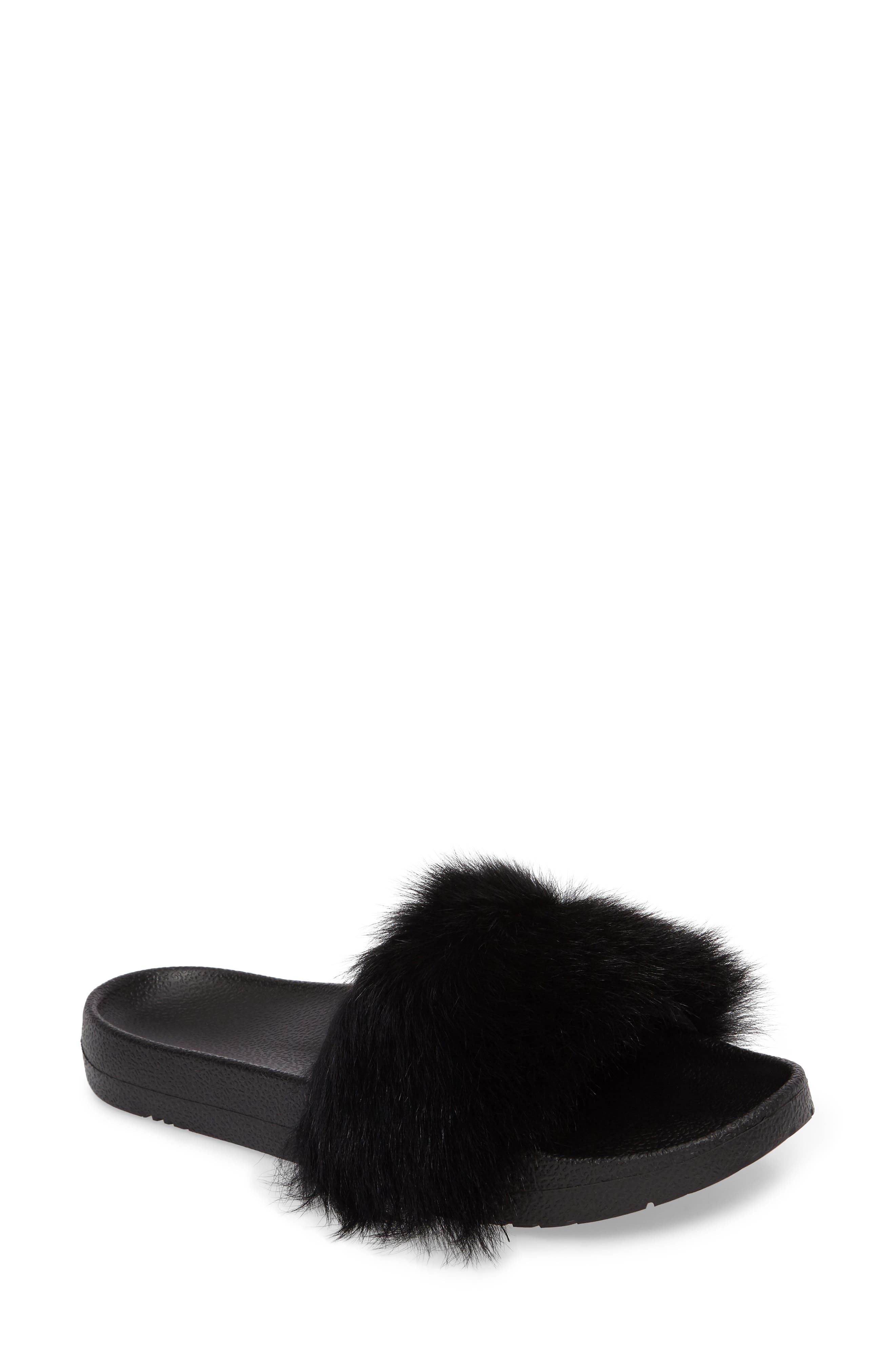 Royale Genuine Shearling Slide Sandal, Main, color, BLACK