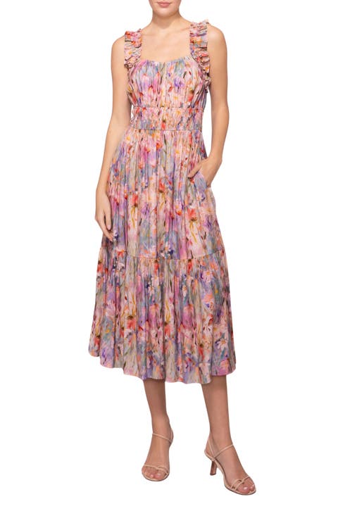 Floral Ruched Tiered Dress