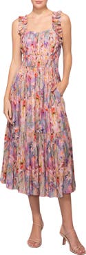 MELLODAY Floral Ruched Tiered Dress