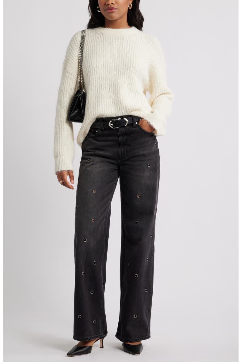 Oversize Fuzzy Sweater, Alternate, color, IVORY