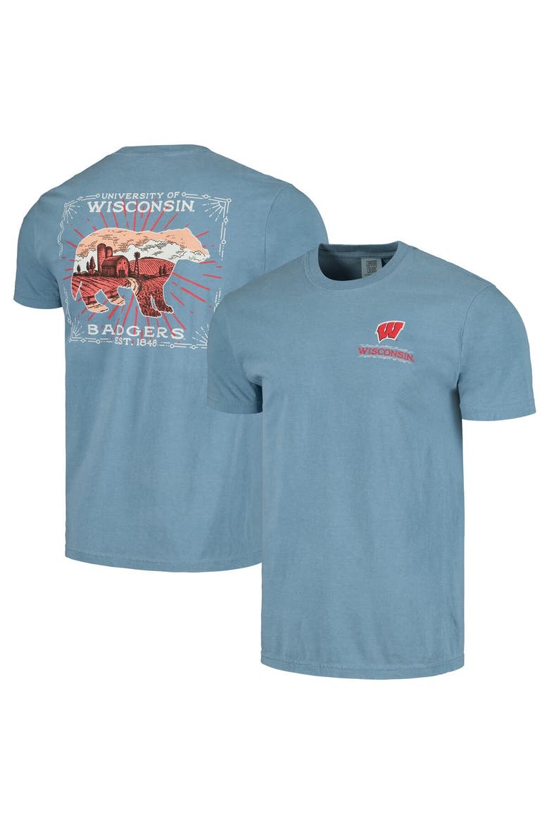 Men's Light Blue Wisconsin Badgers State Scenery Comfort Colors T-Shirt, Main, color, Light Blue