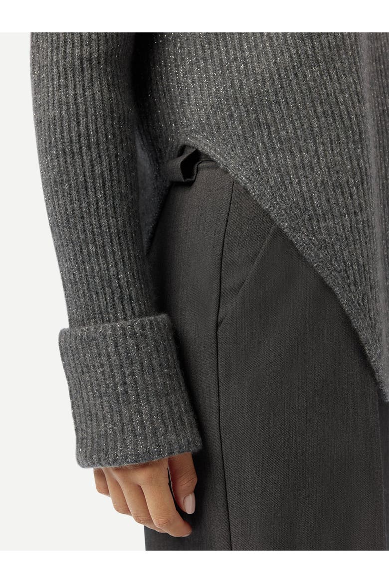 Cashmere Sweater with Detachable Collar, Alternate, color, steel gray