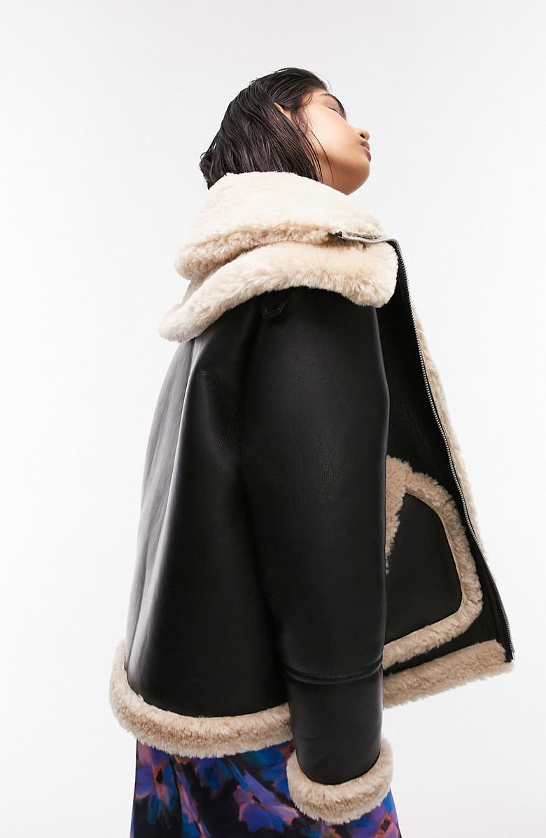 Topshop Oversize Aviator Jacket, Alternate, color,