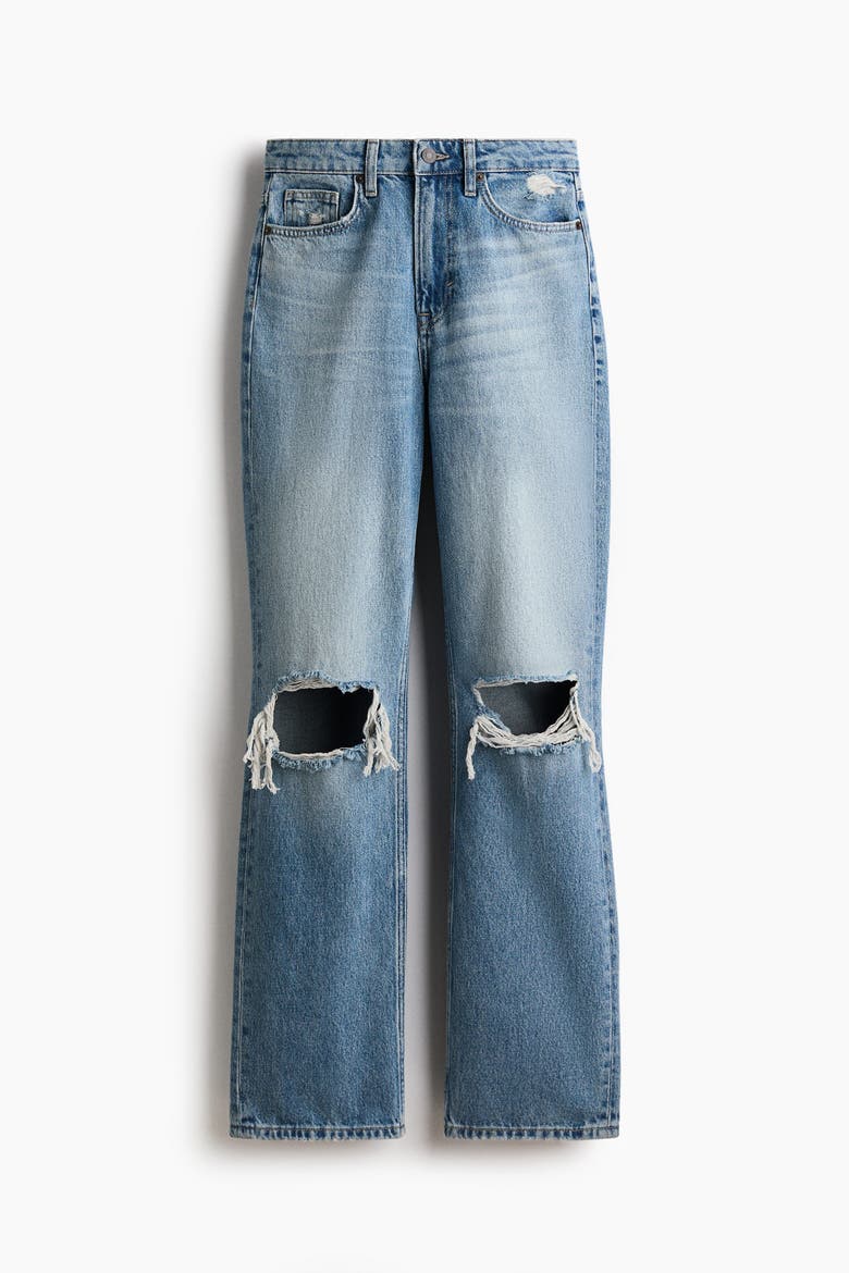 Straight High Jeans, Alternate, color, Distressed denim