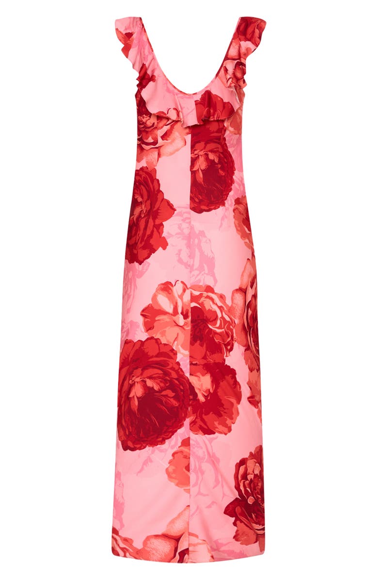 Milly Scarlett Print Ruffle Maxi Dress, Alternate, color, Pink Multi