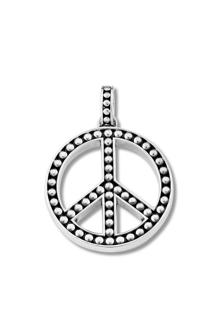 Beaded Peace Sign Pendant, Main, color, SILVER