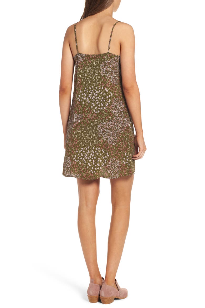 Front Button Slipdress, Alternate, color, OLIVE DARK PATCHWORK FLORAL