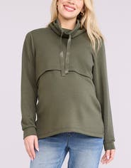 MOTHERHOOD MATERNITY Funnel Neck Pullover Nursing Sweatshirt