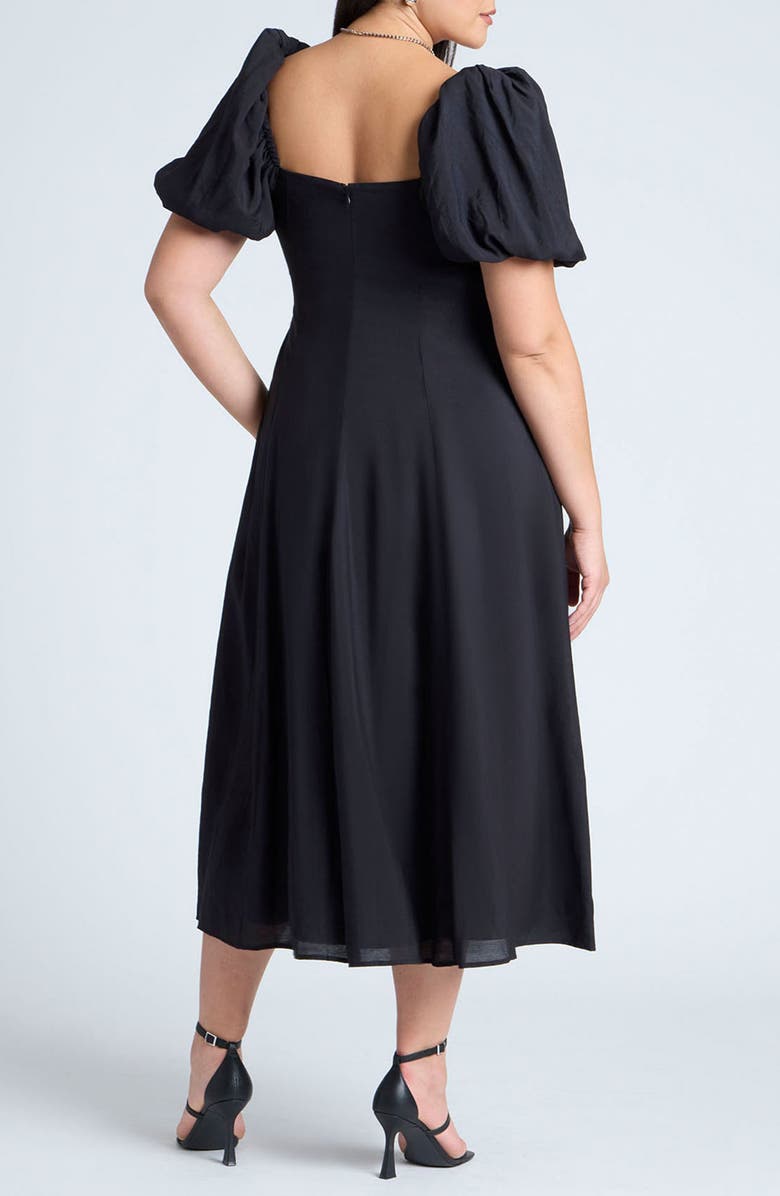 ELOQUII Puff Sleeve Midi Dress, Alternate, color,