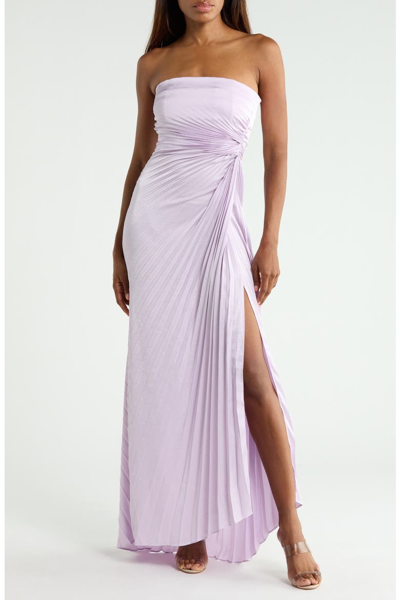 Layla Strapless Pleated Gown, Alternate, color, LILAC