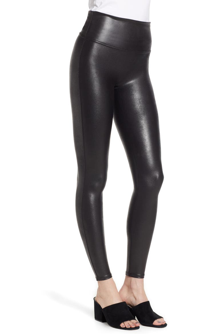 Faux Leather Leggings, Alternate, color, VERY BLACK