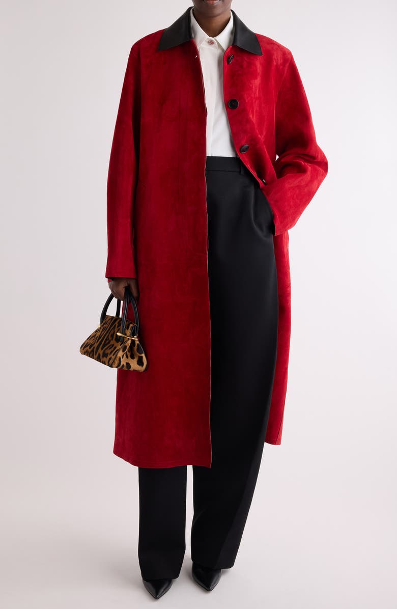 Givenchy Long Suede Coat, Alternate, color, Red