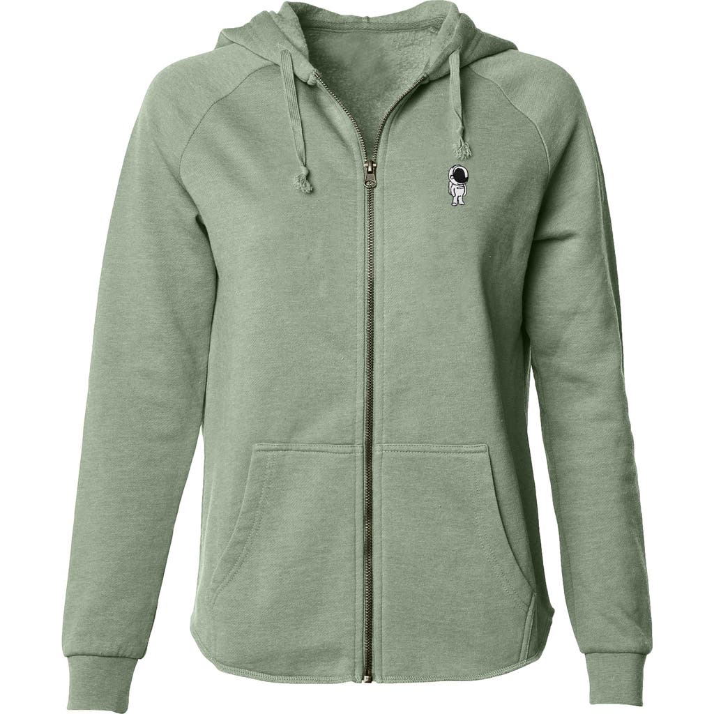 Dalix Astronaut Zip Fleece Hoodie In Sage