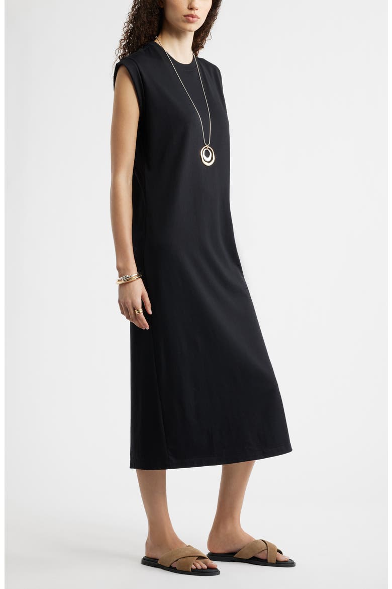 Muscle Sleeve Pima Cotton Jersey Maxi Dress, Alternate, color, BLACK