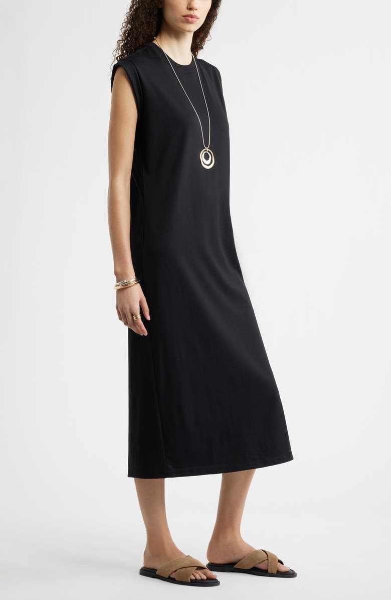 Nordstrom Muscle Sleeve Pima Cotton Jersey Maxi Dress, Alternate, color, Black