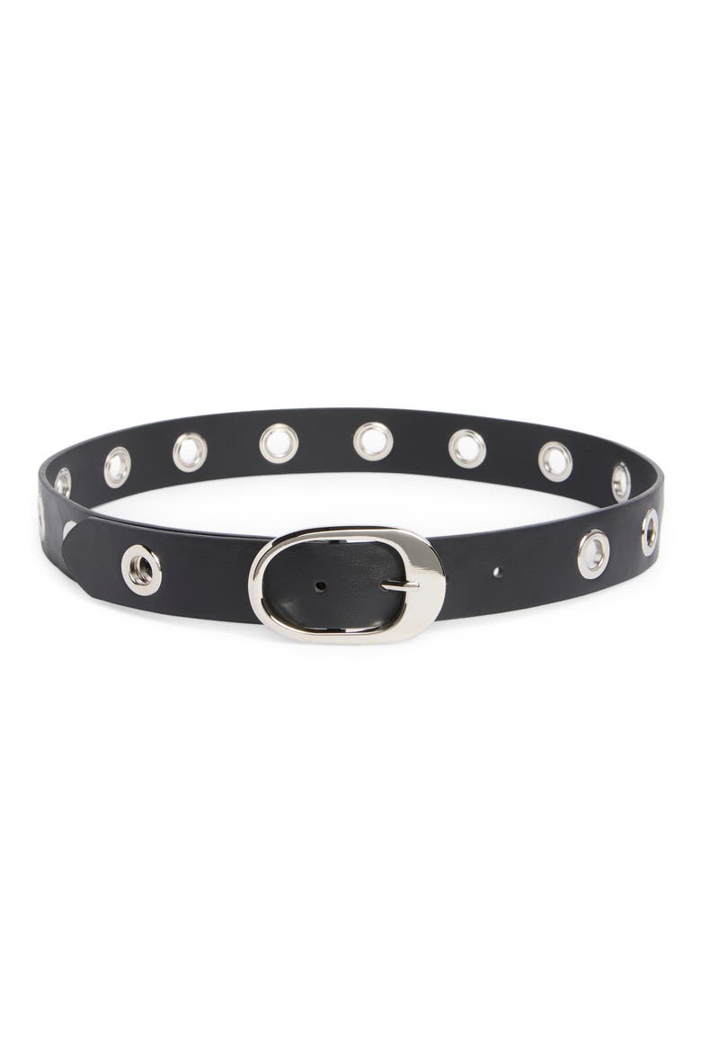 Grommet Oval Buckle Belt, Main, color, BLACK