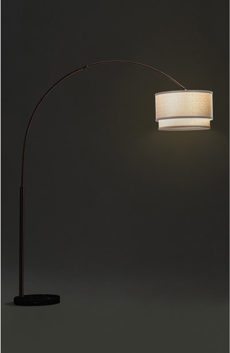 Brightech Mason 81" LED Arc Floor Lamp with Heavy-Weighted Marble Base, Alternate, color, Metallic Bronze