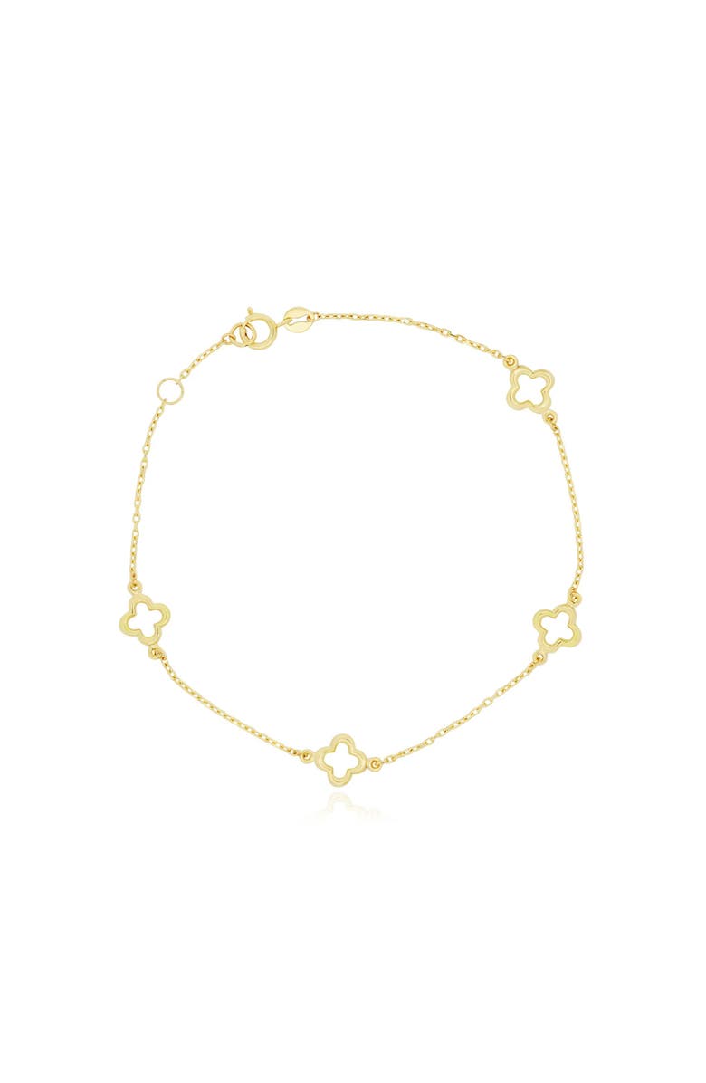 The Lovery Fine Jewelry Mini Gold Open Clover Bracelet, Main, color,