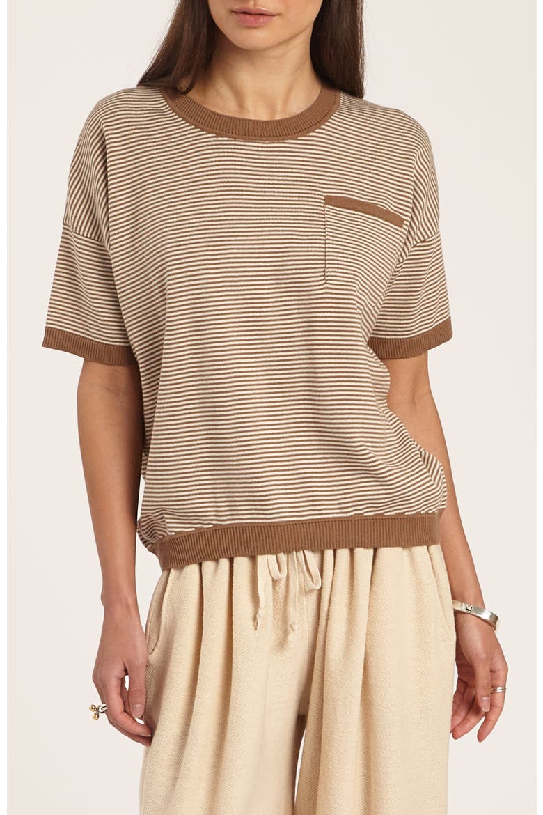 Modern Striped Tee, Main, color, Sepia Stripe