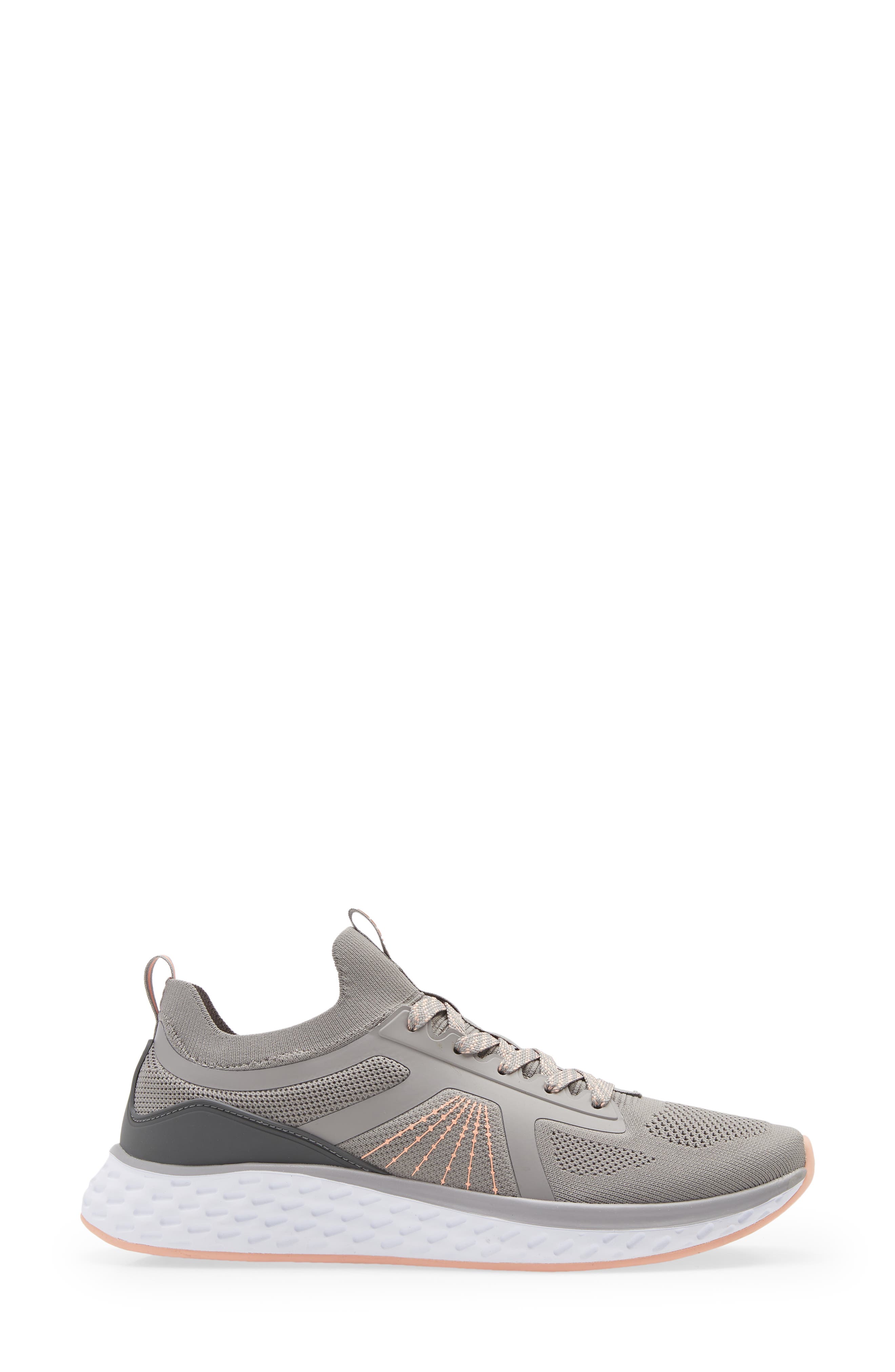 Lifestyle Lace-Up Knit Sneaker, Alternate, color, GREY- GREY DARK- PINK