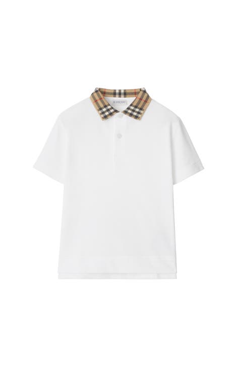 Check Collar Cotton Polo Shirt