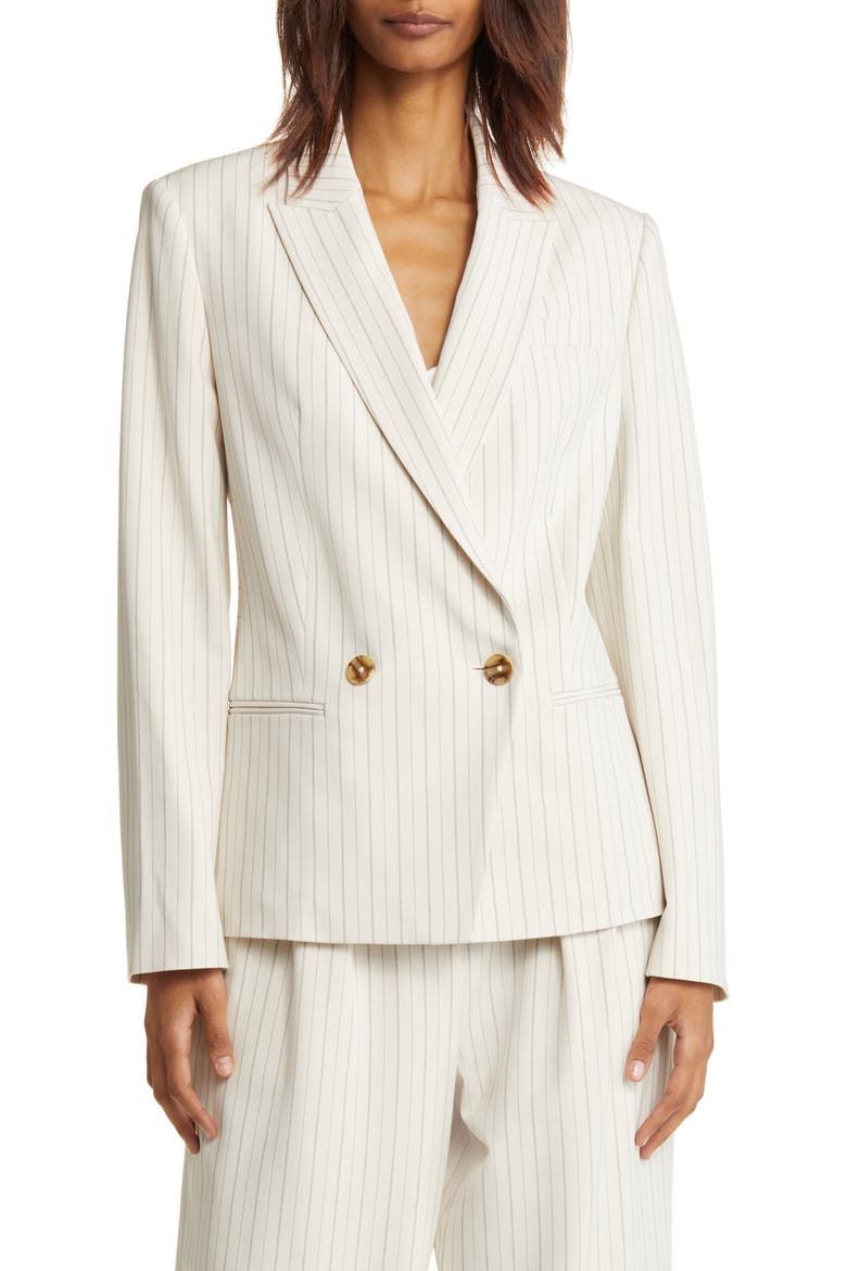 Kllara Stripe Double Breasted Blazer, Main, color, CREAM