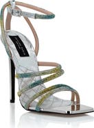 PHILIPP PLEIN Mirror Leather Sandals Hi-Heels Crystal Women