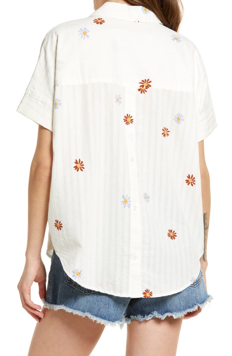 Madewell Daisy Embroidered Courier Button Back Shirt, Alternate, color,