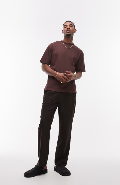 Topman Oversized Fit Sueded T-shirt In Brown