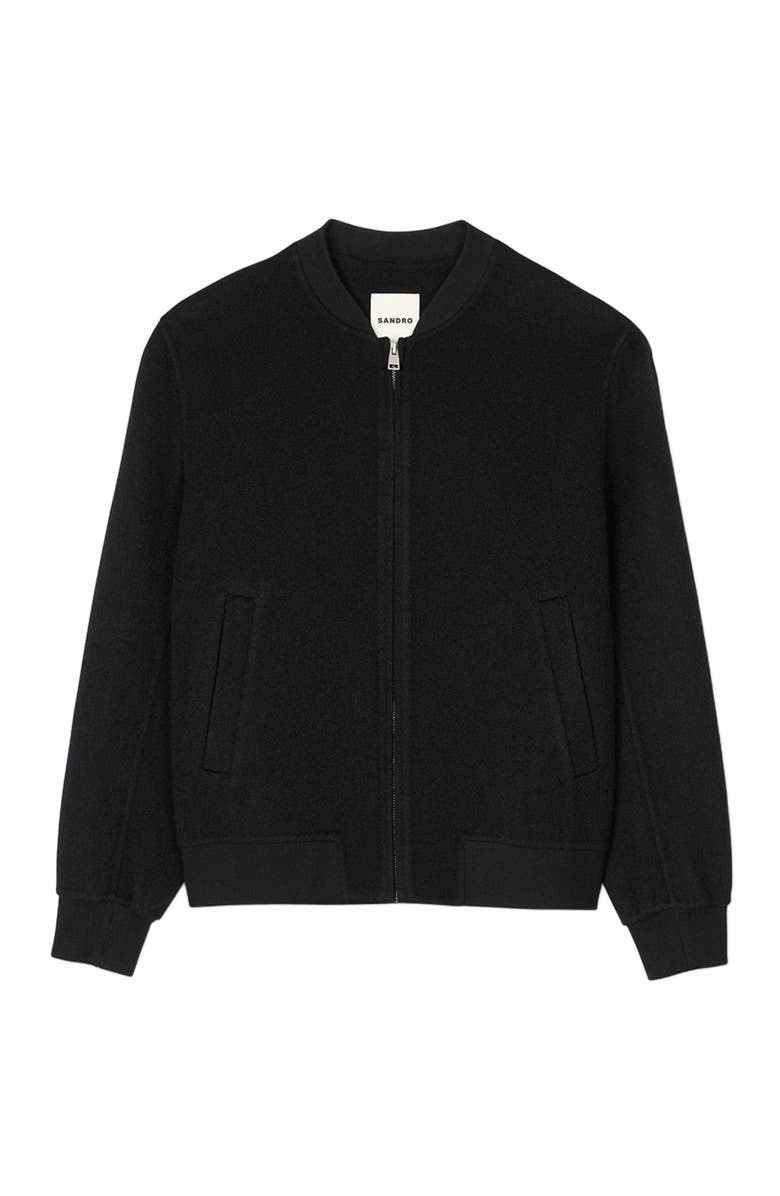 SANDRO Double-faced wool jacket, Alternate, color, Black