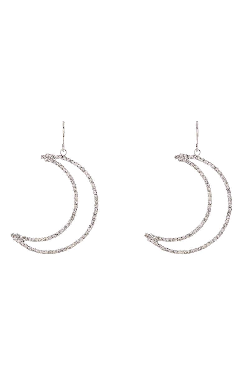 CRISTABELLE Crystal Open Crescent Moon Drop Earrings, Main, color, 