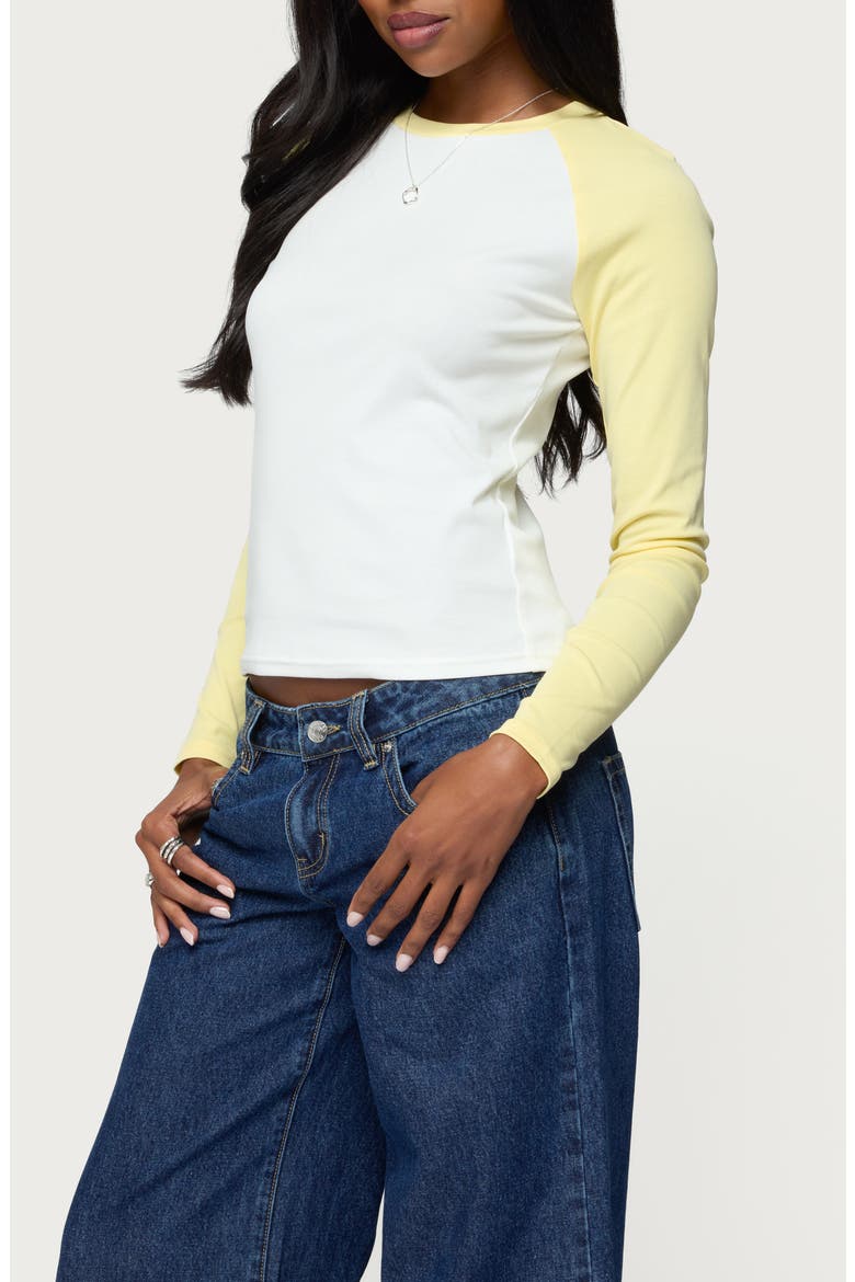 Tommi Raglan Sleeve T-Shirt, Alternate, color, WHITE-AND-YELLOW