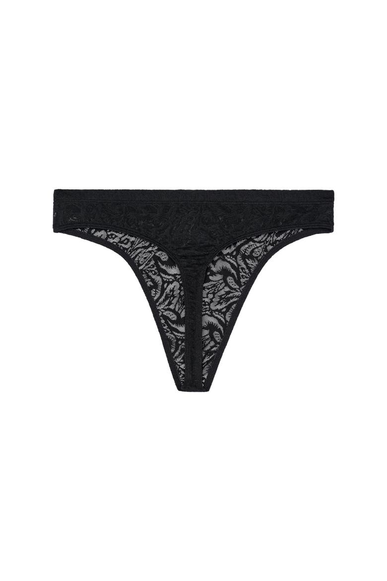 Free Cut Lace Thong, Alternate, color, Black