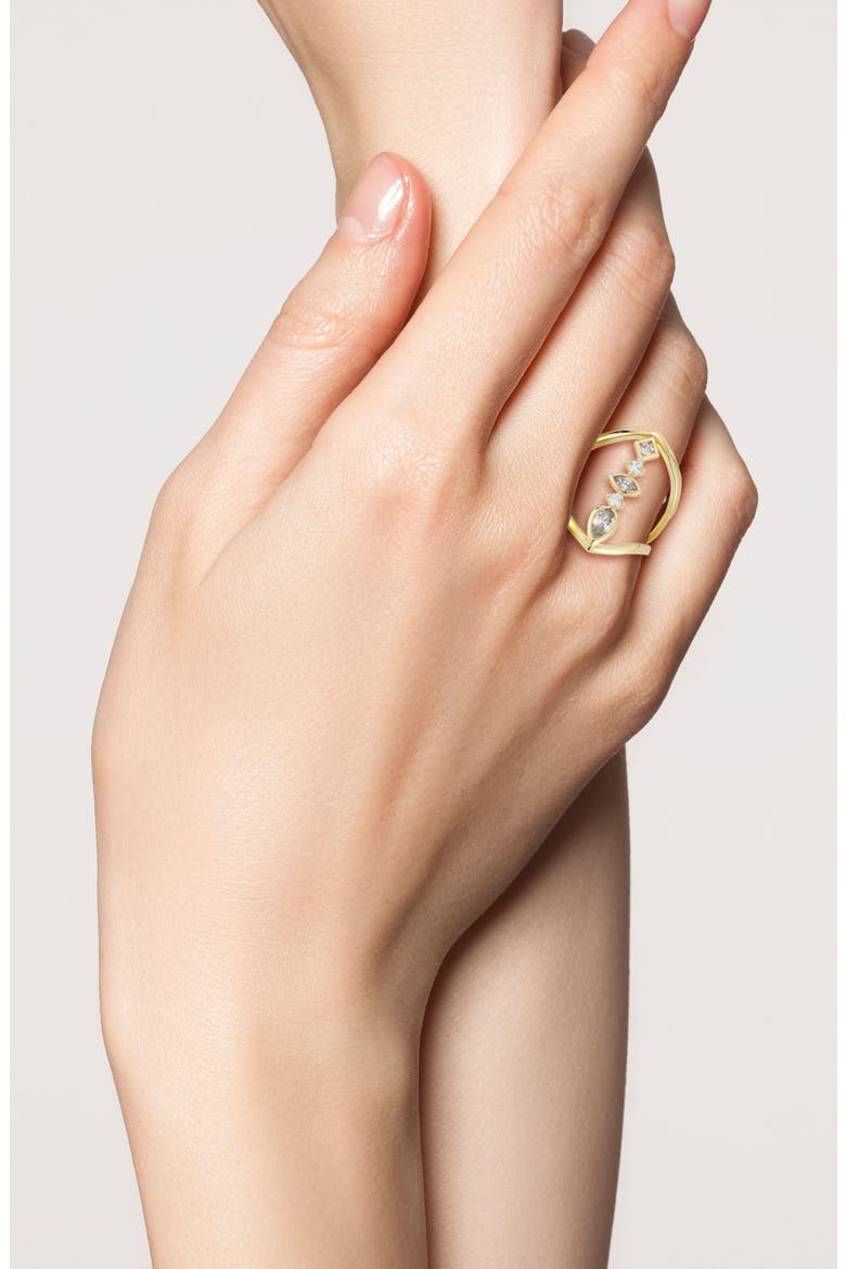 Cubic Zirconia Open Band Ring, Alternate, color, GOLD