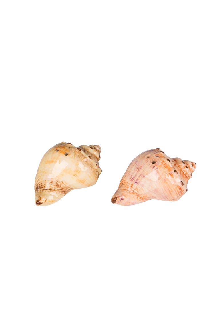 2.8" Ceramic Conch Shell Salt/Pepper Set Of 2, Main, color, Orange
