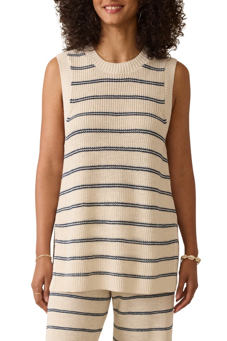 Miramar Linen & Organic Cotton Sweater Tank, Main, color, LIDO LINES