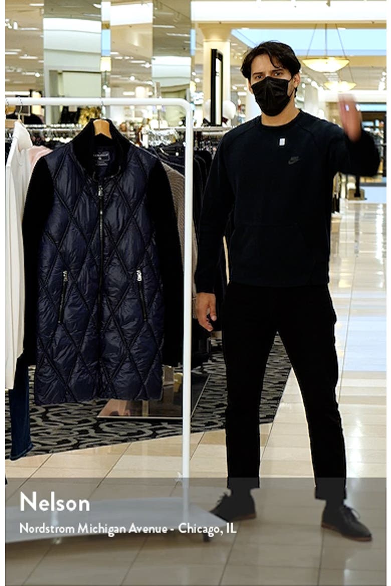 Knit Sleeve Diamond Quilt Puffer Coat video