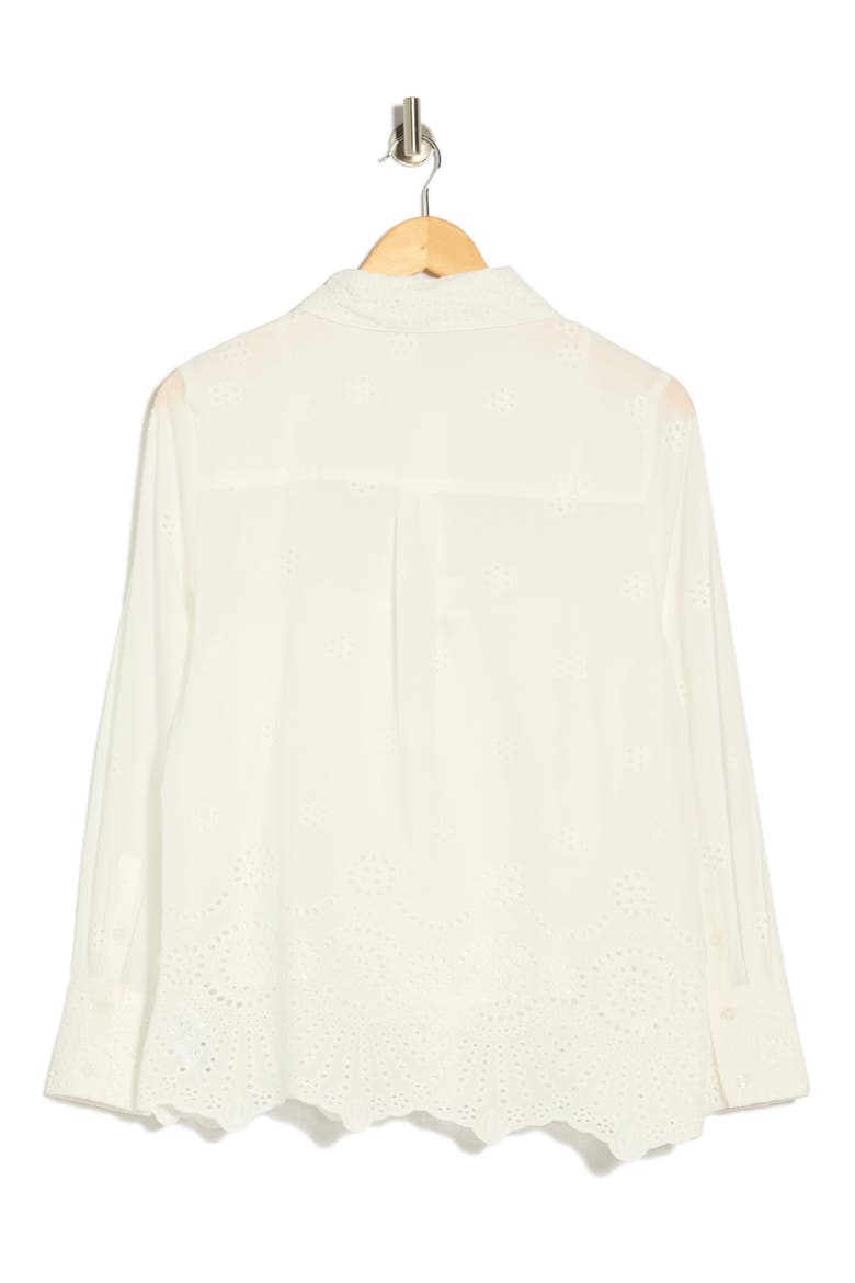 Long Sleeve Eyelet Top, Alternate, color, BRILLIANT WHITE
