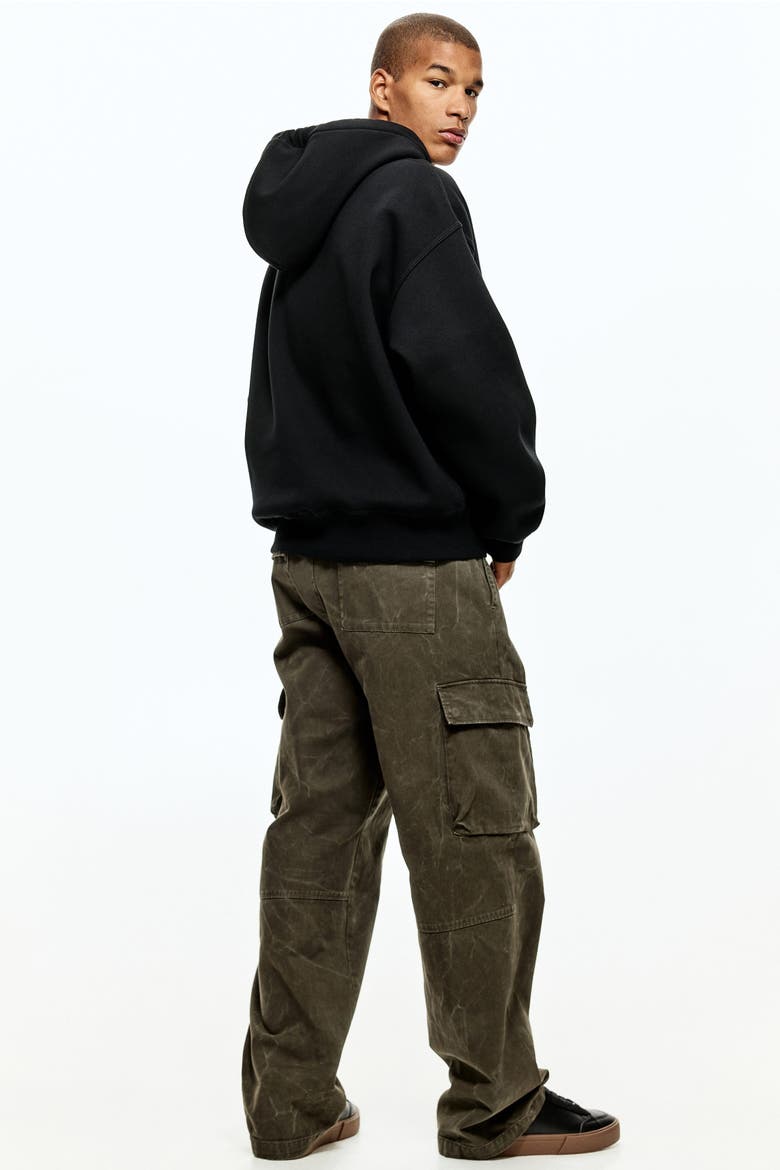 Oversized Fit Zip-through Hoodie, Alternate, color, Black