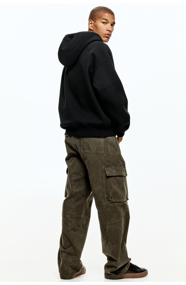 H&M Oversized Fit Zip-through Hoodie, Alternate, color, Black