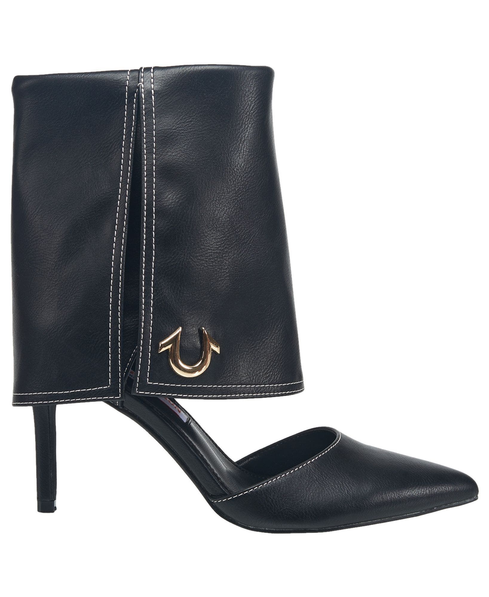 Her Foldover Cuff Heel, Alternate, color, Black