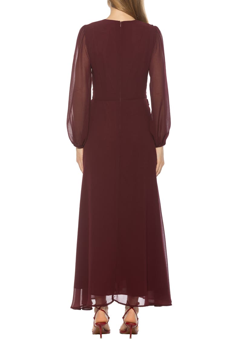 Sorrel Long Sleeve Chiffon Maxi Dress, Alternate, color, BURGUNDY